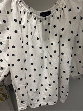 Premise Black Polka Dot White Peasant Blouse